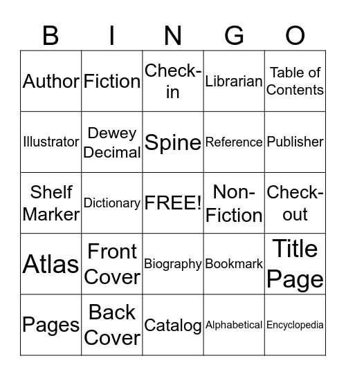 Library Bingo Card