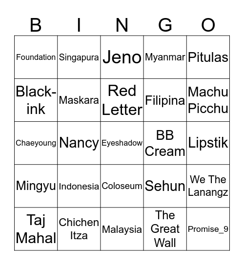 Kecap Bingo Card