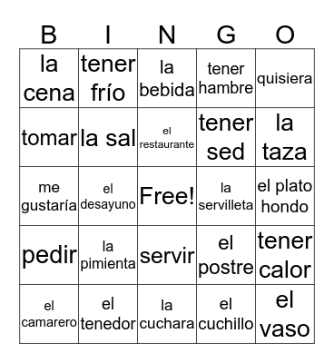 En el restaurante Bingo Card