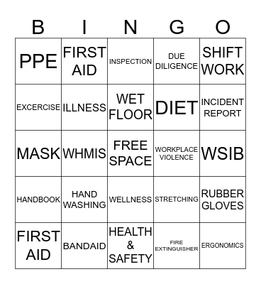 Health & Safety Day Bingo Card