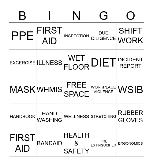 Health & Safety Day Bingo Card