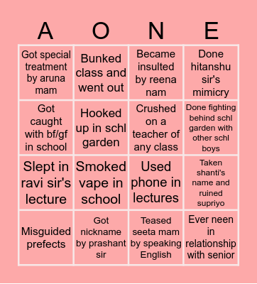 A-ONE BINGO 10th Bingo Card