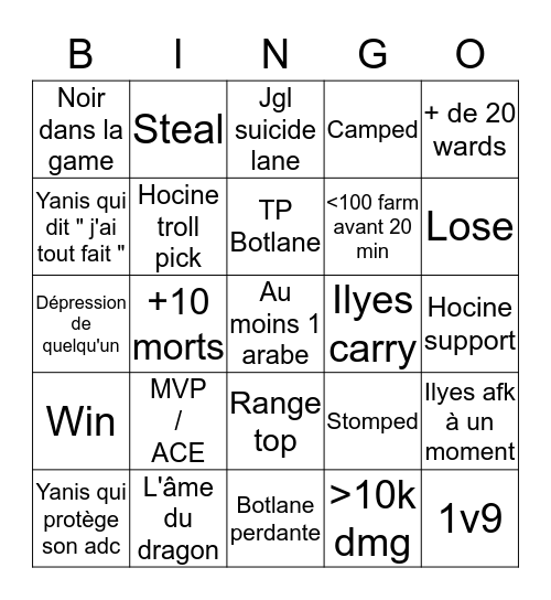 Le Zoo sur LoL v2 Bingo Card