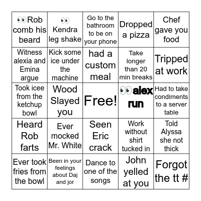 Frankie’s Bingo Card