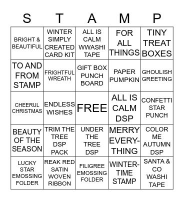 Holiday Bingo Card