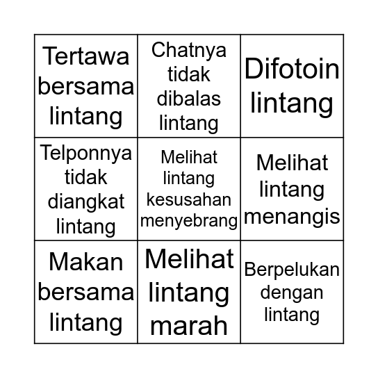 Lintang Bingo Card