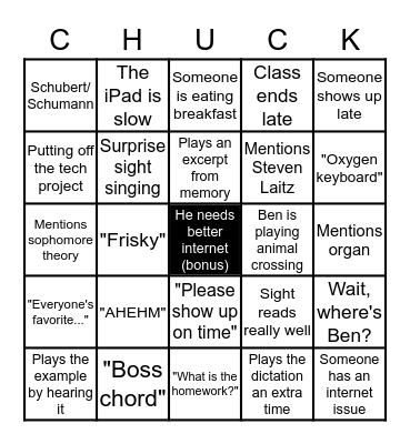 8:30 Theory Bingo Card