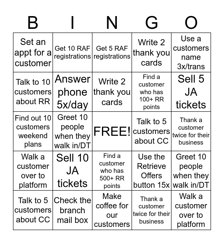 Teller Bingo Card