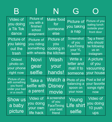 Young Life Bingo! Bingo Card