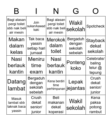 SMEKSES Bingo Card