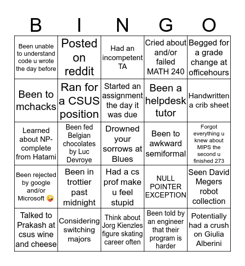 MCGILL COMPSCI Bingo Card