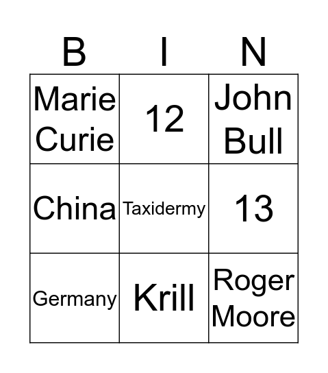 Bingo Card