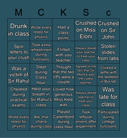 MCK BINGO Card