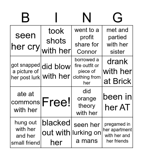 CAROLINE ZULEBA BINGO Card