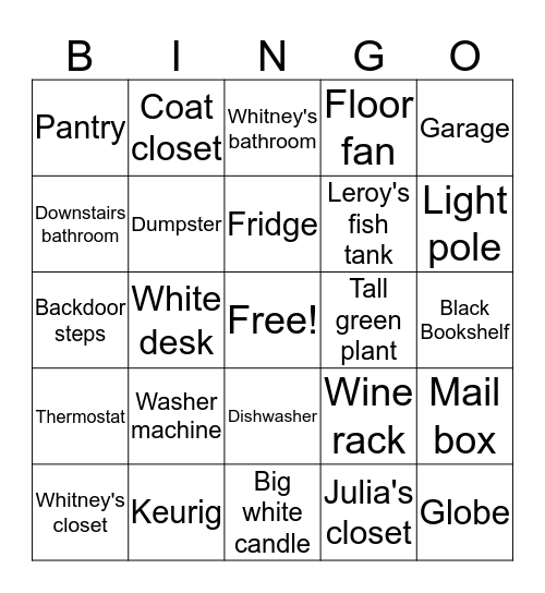 Whitney's Walking Bingo Card
