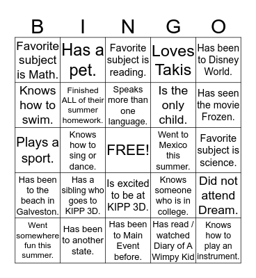 Find Someone Who.... Bingo Card