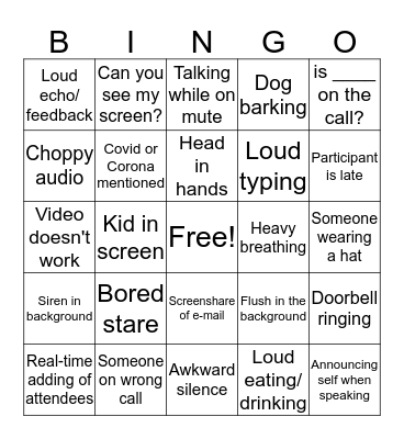 CONFERENCE CALL BINGO! Bingo Card