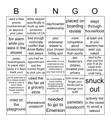 CA Boarding Life Bingo Card