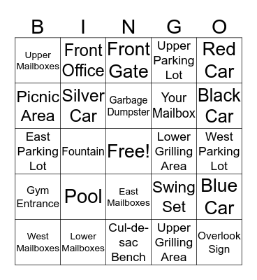 Overlook at Stonemill Bingo Card