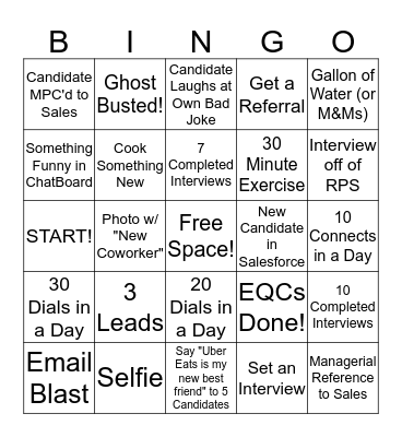 Recruiter BINGO Card