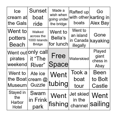 River Bingo Card