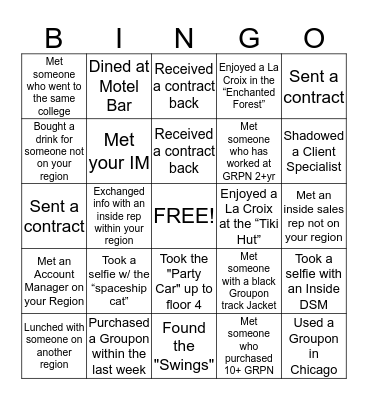 While in Chicago, I........  Bingo Card