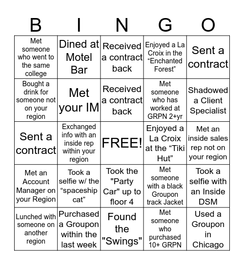 While in Chicago, I........  Bingo Card