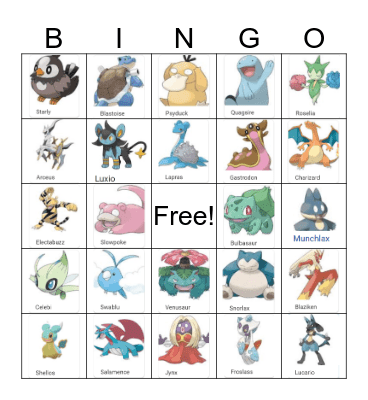 Pokemon Bingo Card