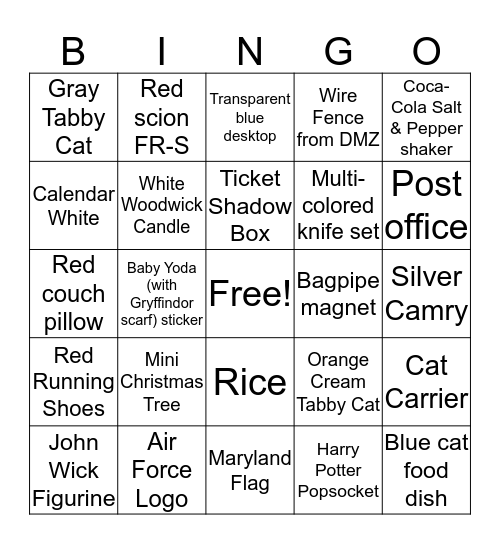 Home Away From Home Bingo Card