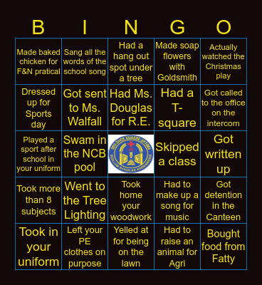 Ardenne High School Bingo Card