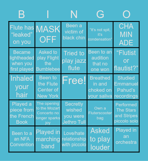 • Flutist Bingo • Bingo Card