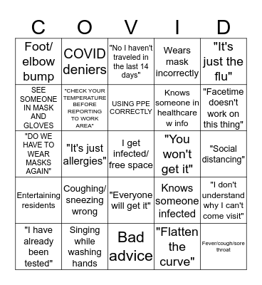 COVID-19 BINGO Card