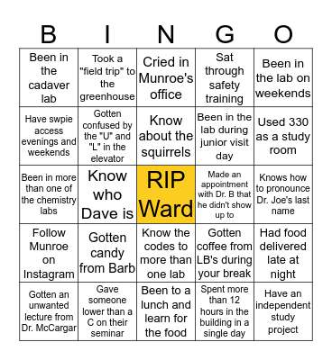 Telfer/Wilker Bingo Card