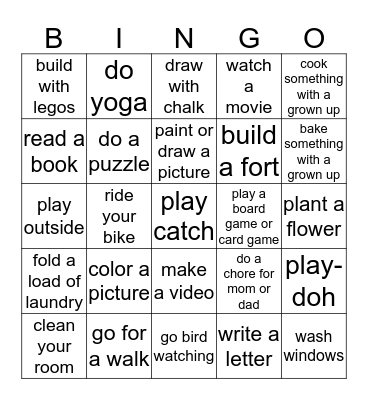 Fun Friday! Bingo Card