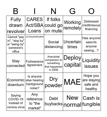 Conference Call Bingo Card