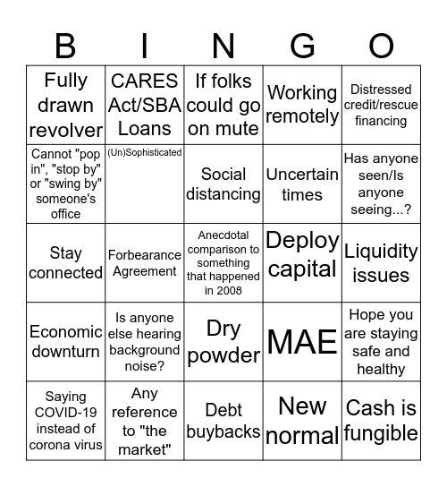 Conference Call Bingo Card