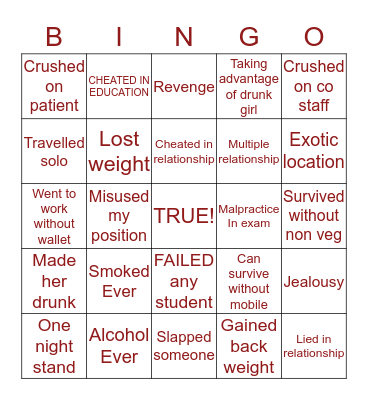 DR ZEBS CONFESSIONS Bingo Card