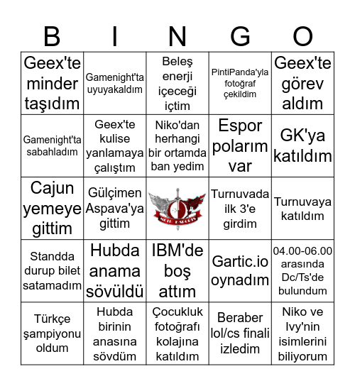 Metu Esports Bingo Card