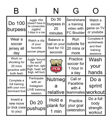 FC Boulder BINGO Card