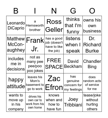 Women need more than hot & crazy. It's like a game of Bingo. Bingo Card