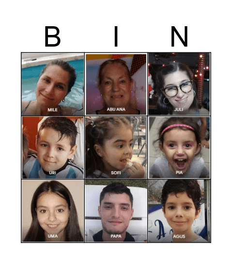 BINGO FAMILIA Bingo Card