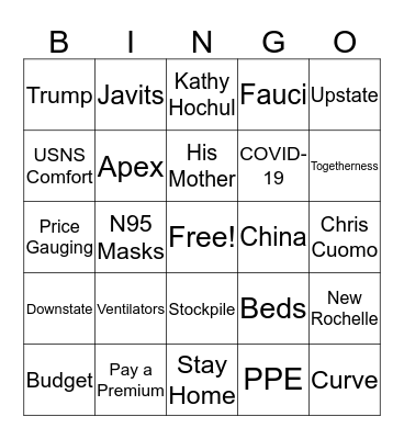 Cuomo Pressers Bingo Card