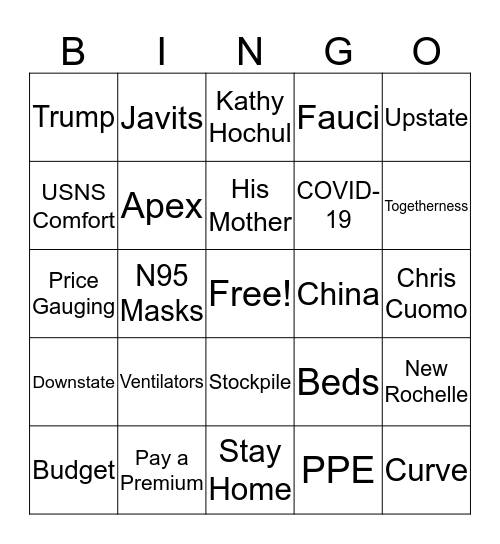 Cuomo Pressers Bingo Card