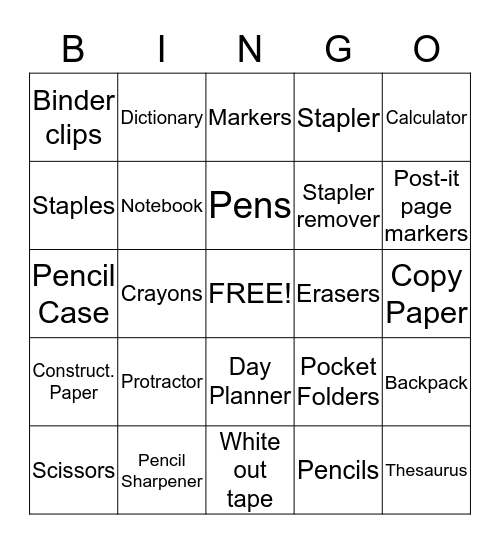 Back-to-School 8-4-2014 Bingo Card