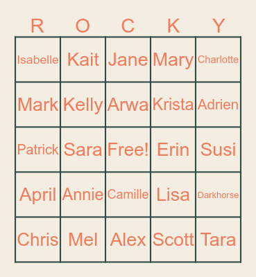 People in the WORKSHOP Bingo Card