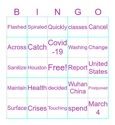 Ananya’s News Bingo Card