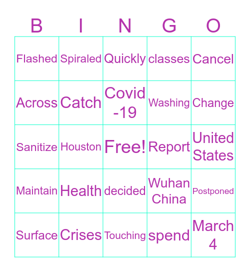 Ananya’s News Bingo Card