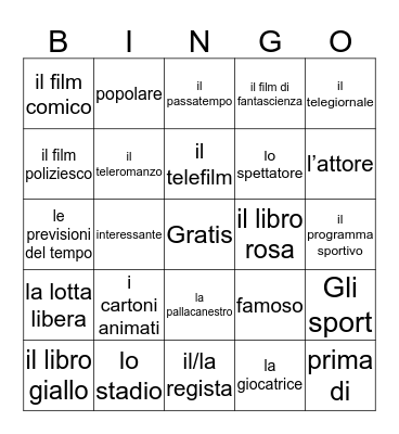 il tempo libero e gli sport Bingo Card