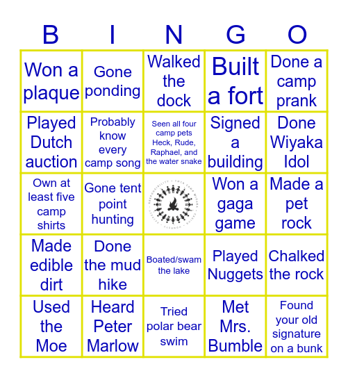Camp Wiyaka Bingo Card