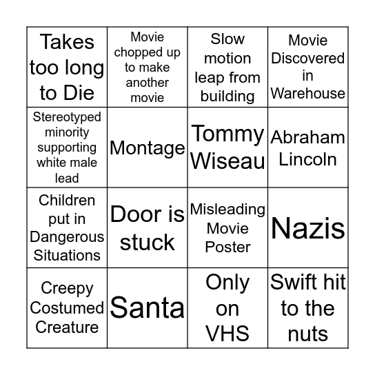 B Movie Bingo! Bingo Card